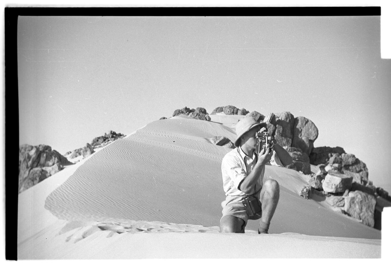 Mirek a Jiří při filmování dun u Jebel Burg el Anag